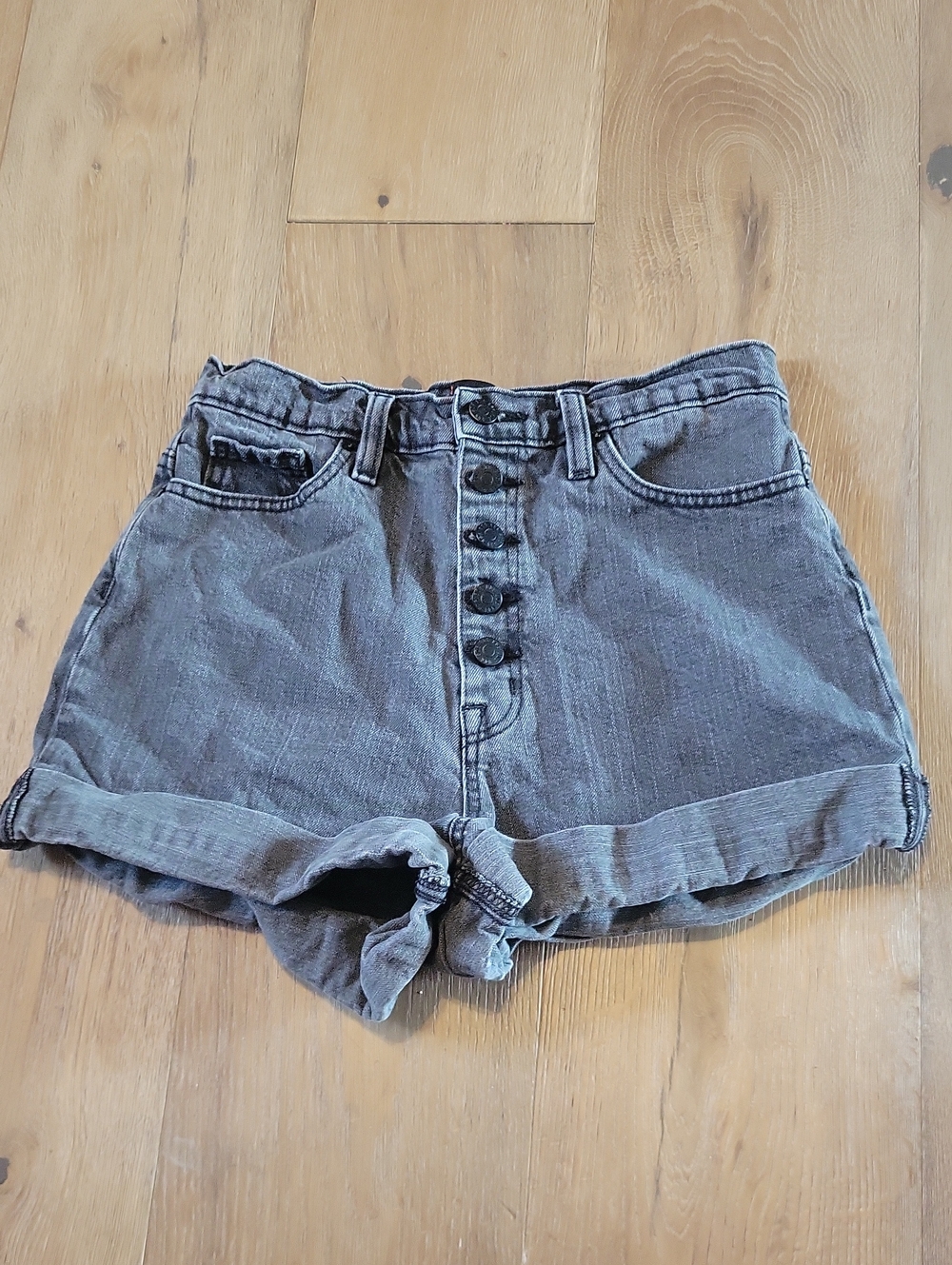 BDG High-Waist Button-Front Women's Denim Shorts - Black Size 28